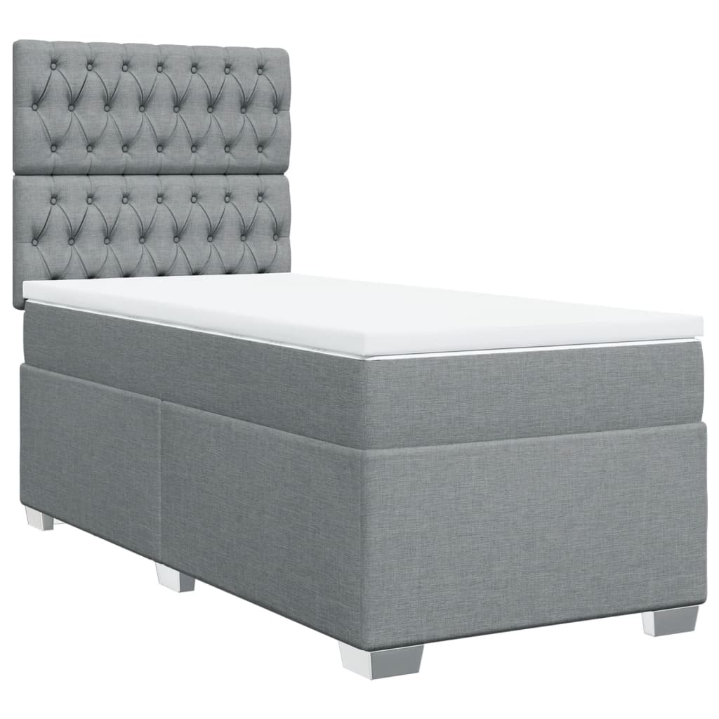 Sommier à lattes de lit avec matelas gris clair 80x200 cm tissu - XIOS