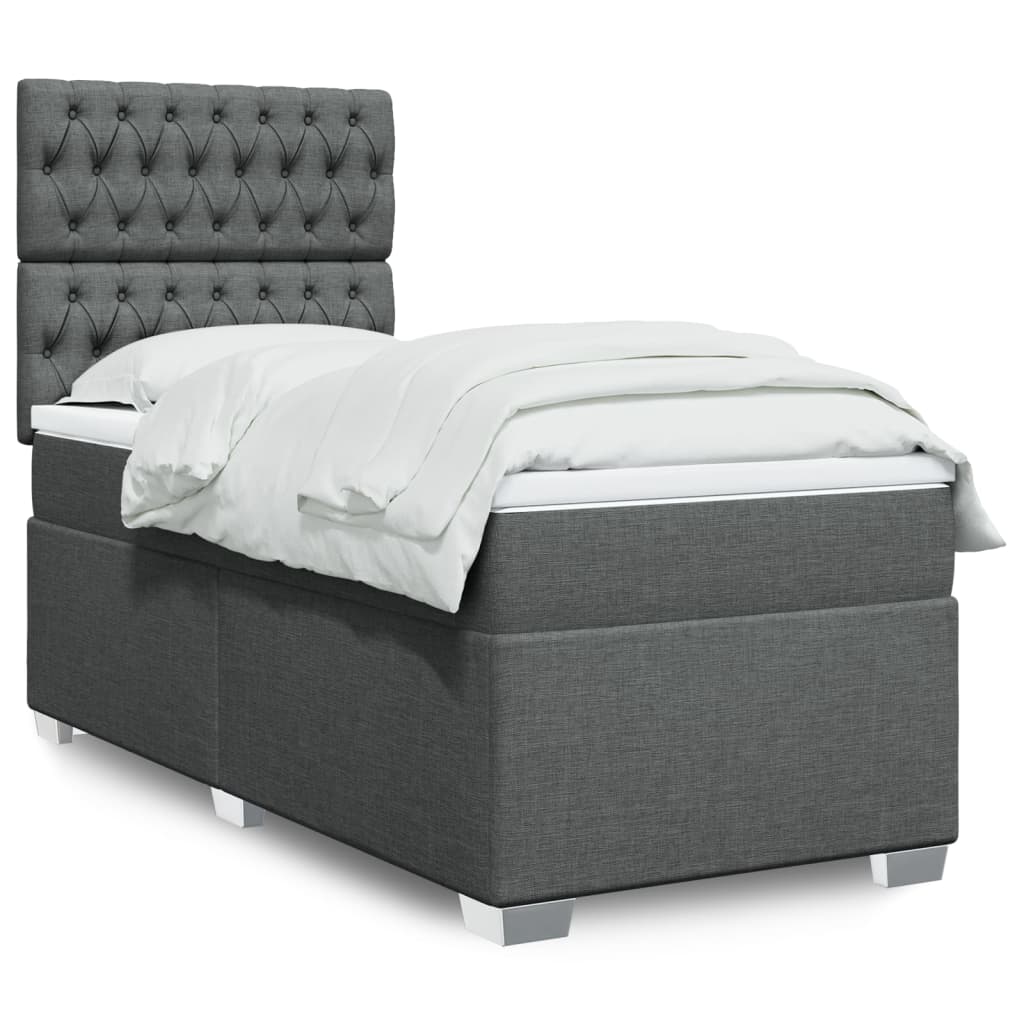 Sommier à lattes de lit avec matelas Gris foncé 80x200 cm Tissu - XIOS