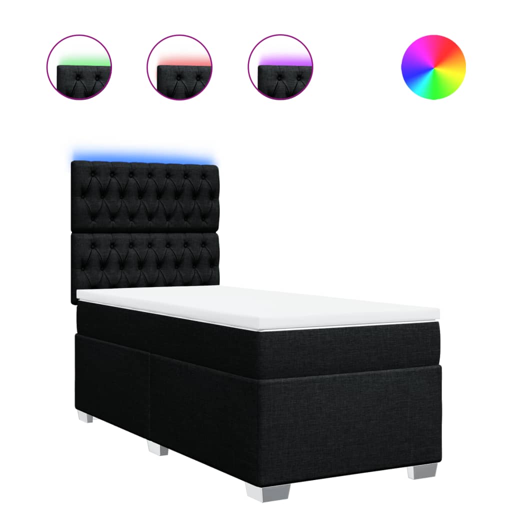 Sommier à lattes de lit et matelas Noir 80x200 cm Tissu - XIOS