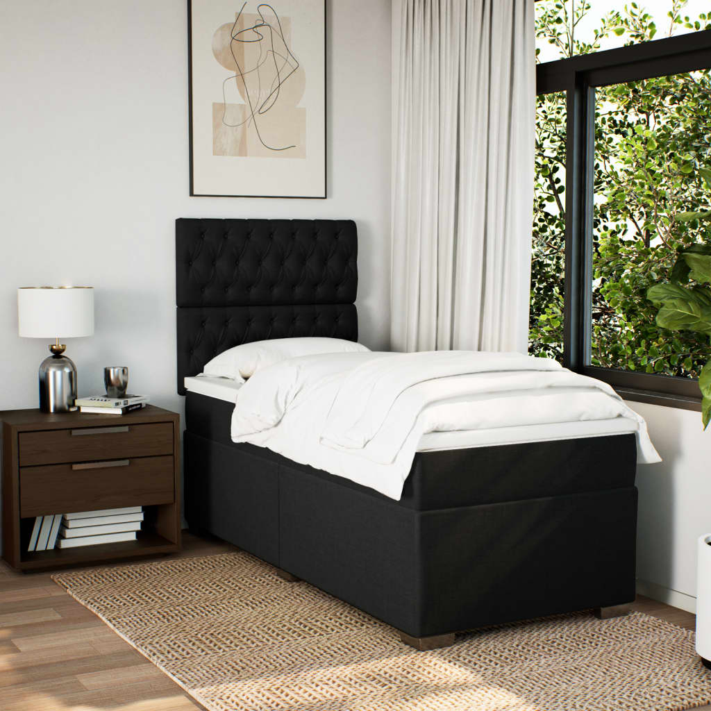Sommier à lattes de lit et matelas Noir 80x200 cm Tissu - XIOS