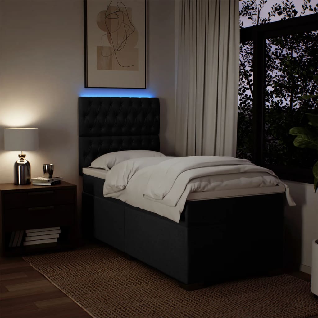 Sommier à lattes de lit et matelas Noir 80x200 cm Tissu - XIOS