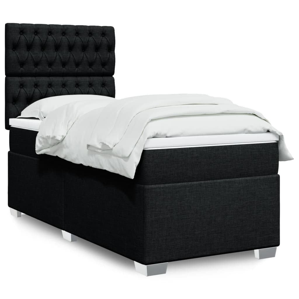 Sommier à lattes de lit et matelas Noir 80x200 cm Tissu - XIOS