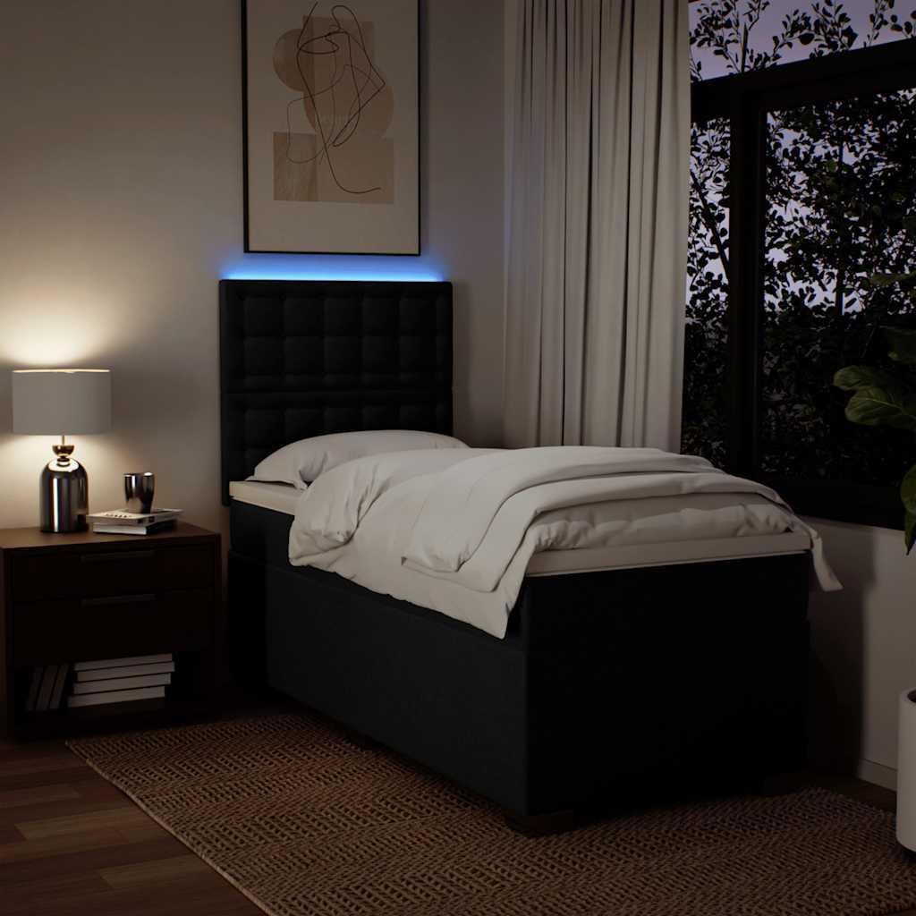 Sommier à lattes de lit et matelas Noir 80x200 cm Tissu - XIOS