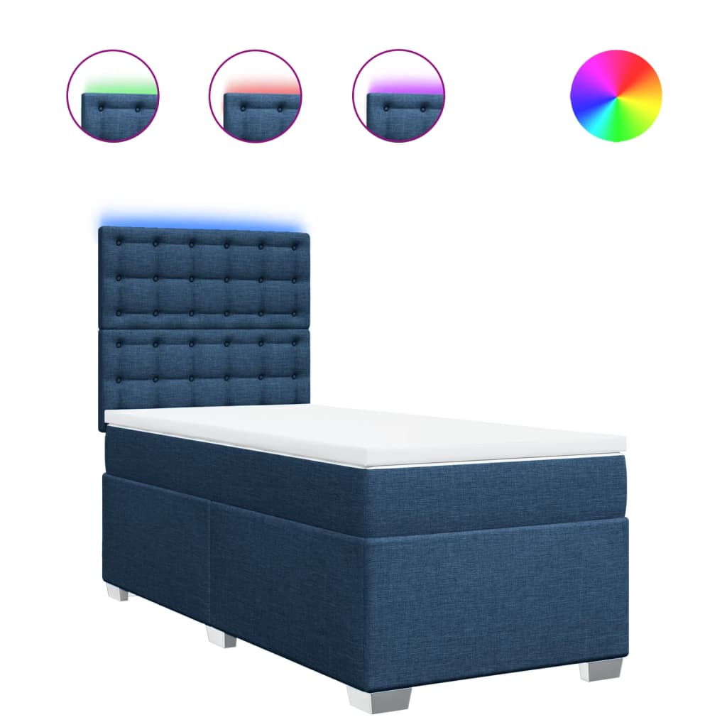 Sommier à lattes de lit avec matelas Bleu 80x200 cm Tissu - XIOS