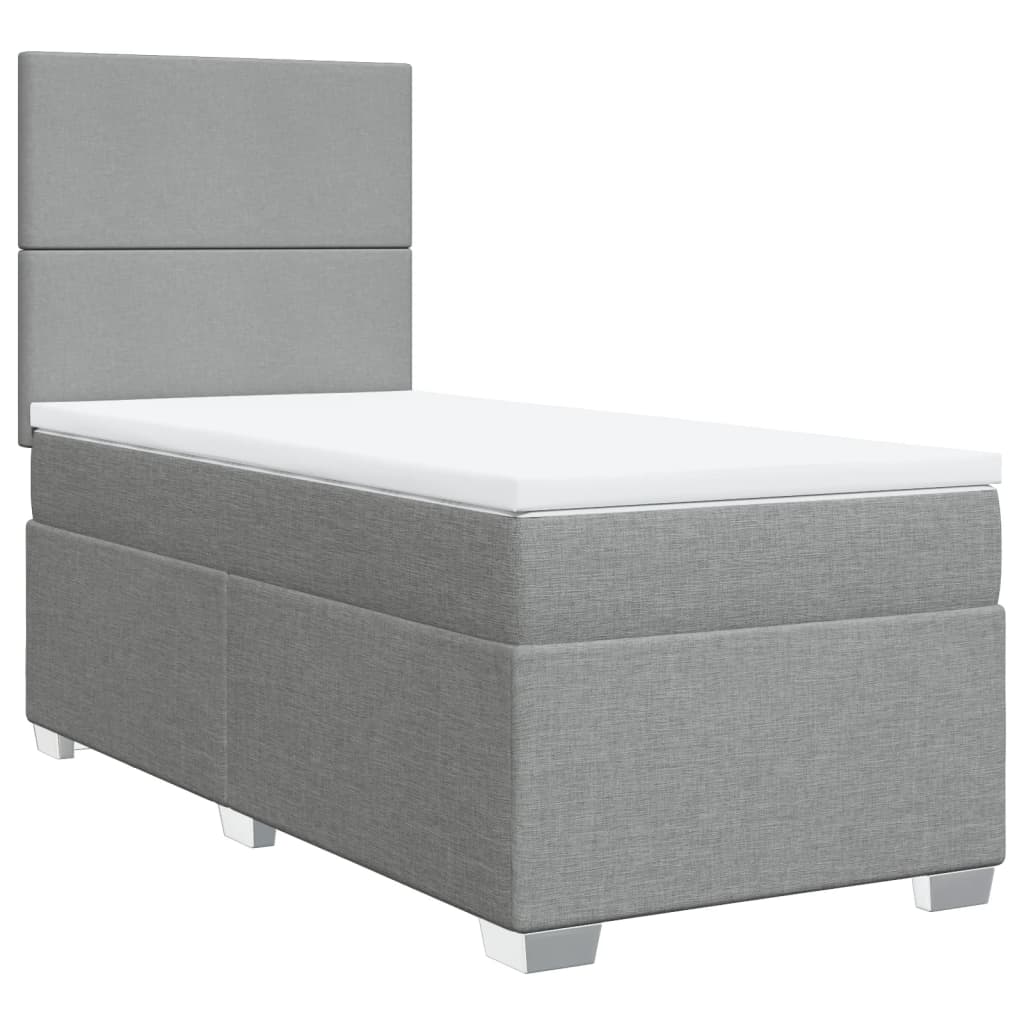 Sommier à lattes de lit et matelas Gris clair 90x190 cm Tissu - XIOS