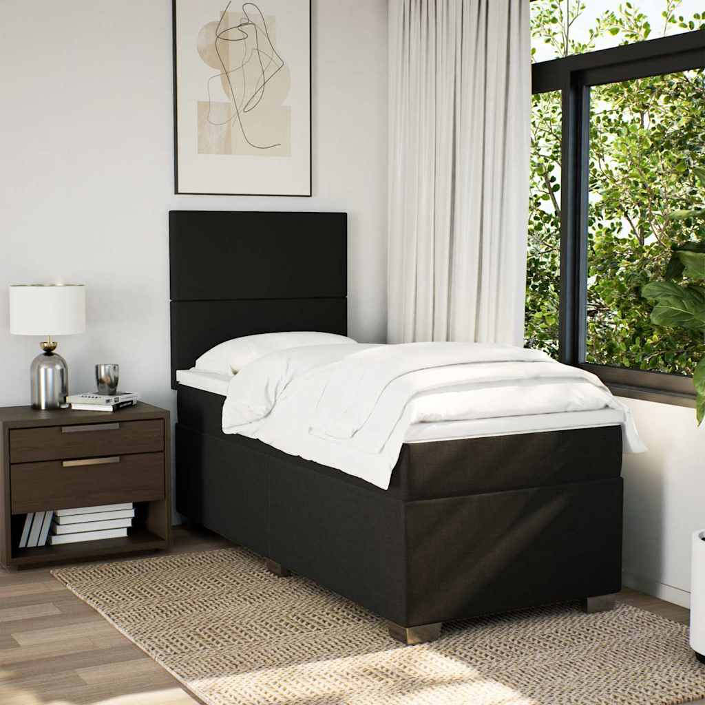 Sommier à lattes de lit avec matelas Noir 90x190 cm Tissu - XIOS
