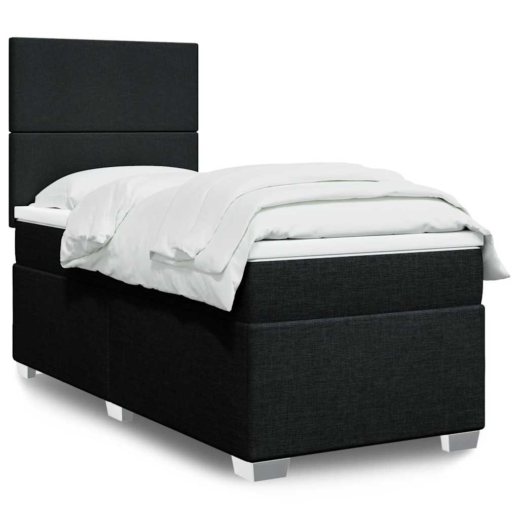 Sommier à lattes de lit avec matelas Noir 90x190 cm Tissu - XIOS