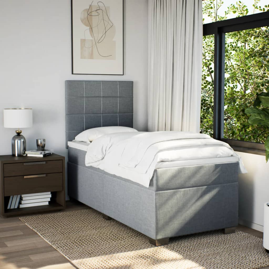 Sommier à lattes de lit et matelas Gris clair 90x190 cm Tissu - XIOS