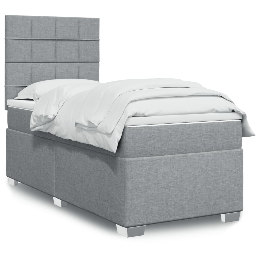 Sommier à lattes de lit et matelas Gris clair 90x190 cm Tissu - XIOS