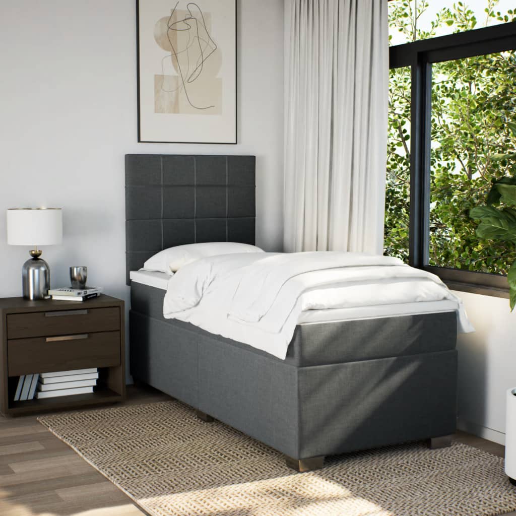 Sommier à lattes de lit et matelas Gris foncé 90x190 cm Tissu - XIOS