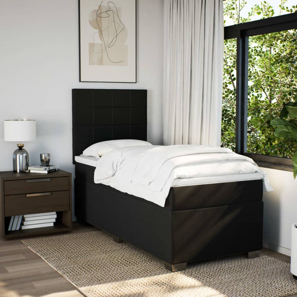 Sommier à lattes de lit avec matelas Noir 90x190 cm Tissu - XIOS