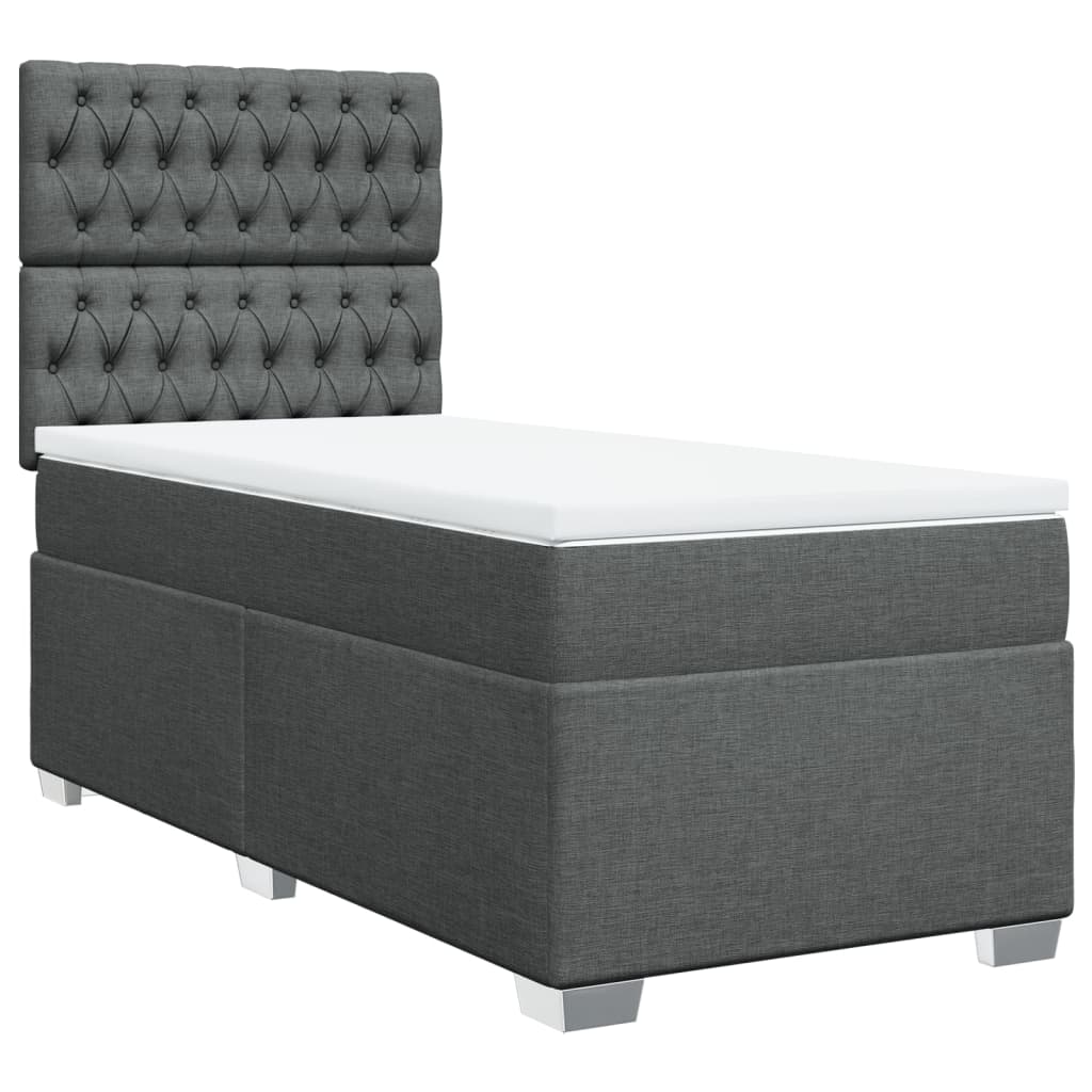 Sommier à lattes de lit et matelas Gris foncé 90x190 cm Tissu - XIOS
