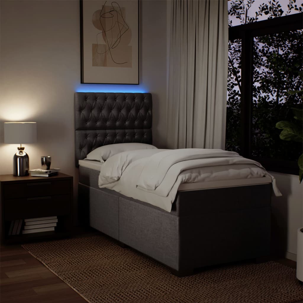 Sommier à lattes de lit avec matelas Taupe 90x190 cm Tissu - XIOS