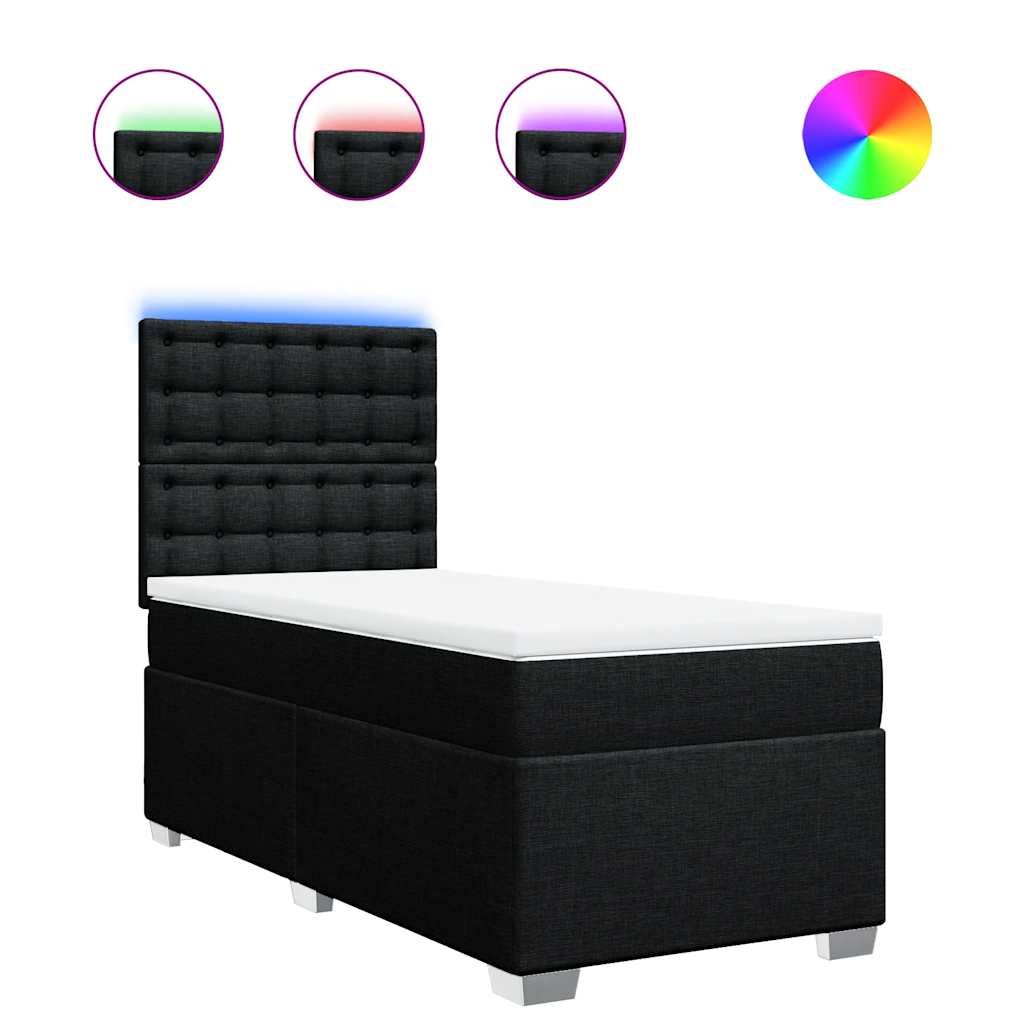 Sommier à lattes de lit avec matelas Noir 90x190 cm Tissu - XIOS