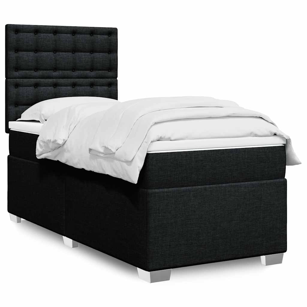 Sommier à lattes de lit avec matelas Noir 90x190 cm Tissu - XIOS