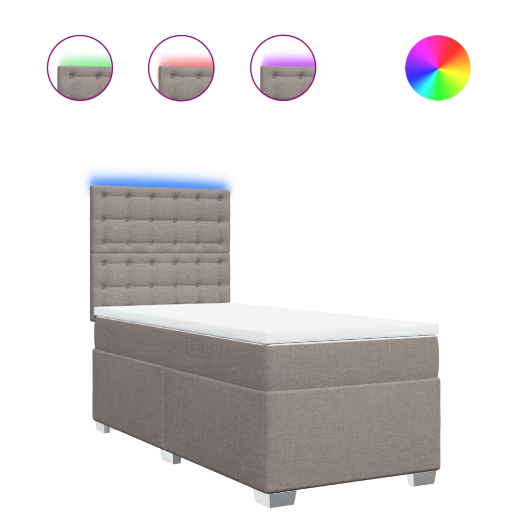 Sommier à lattes de lit avec matelas Taupe 90x190 cm Tissu - XIOS