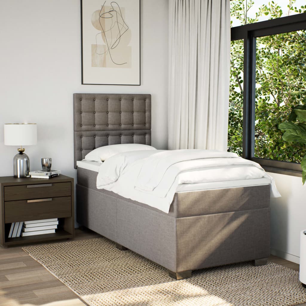 Sommier à lattes de lit avec matelas Taupe 90x190 cm Tissu - XIOS