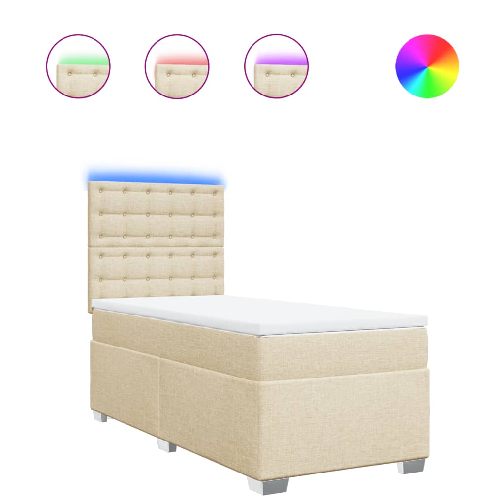 Sommier à lattes de lit et matelas Crème 90x190 cm Tissu - XIOS