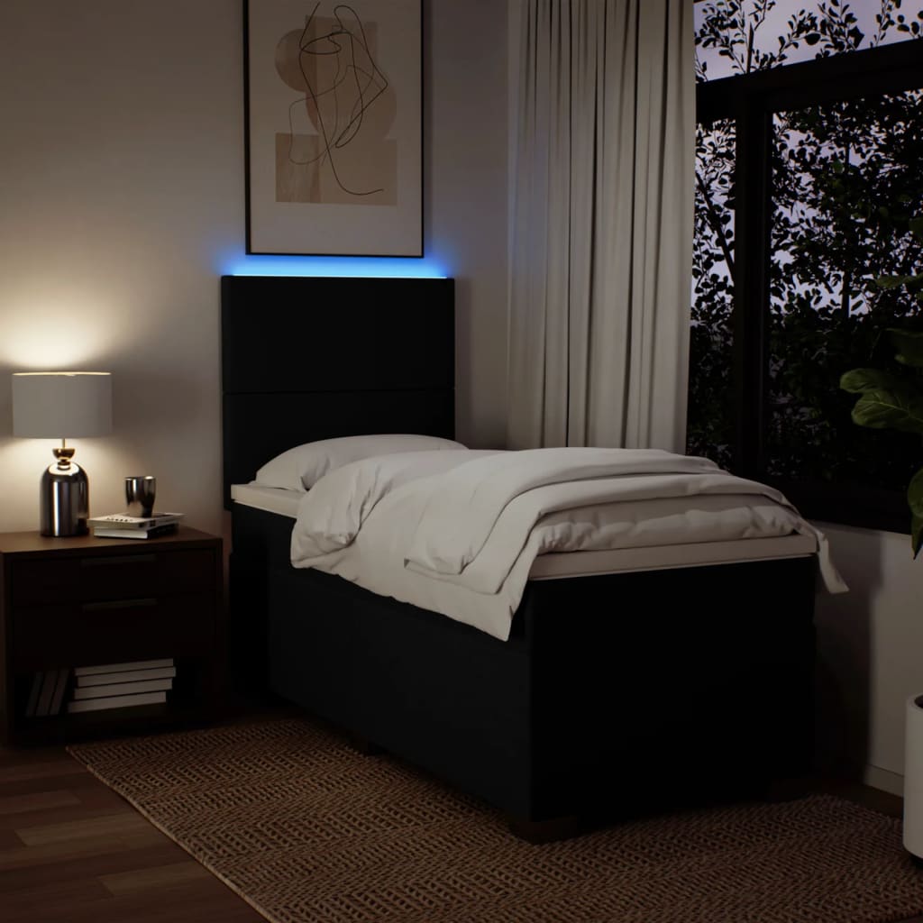 Sommier à lattes de lit avec matelas Noir 90x200 cm Tissu - XIOS