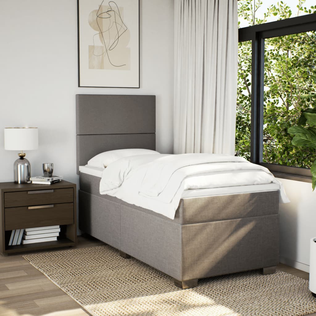 Sommier à lattes de lit avec matelas Taupe 90x200 cm Tissu - XIOS