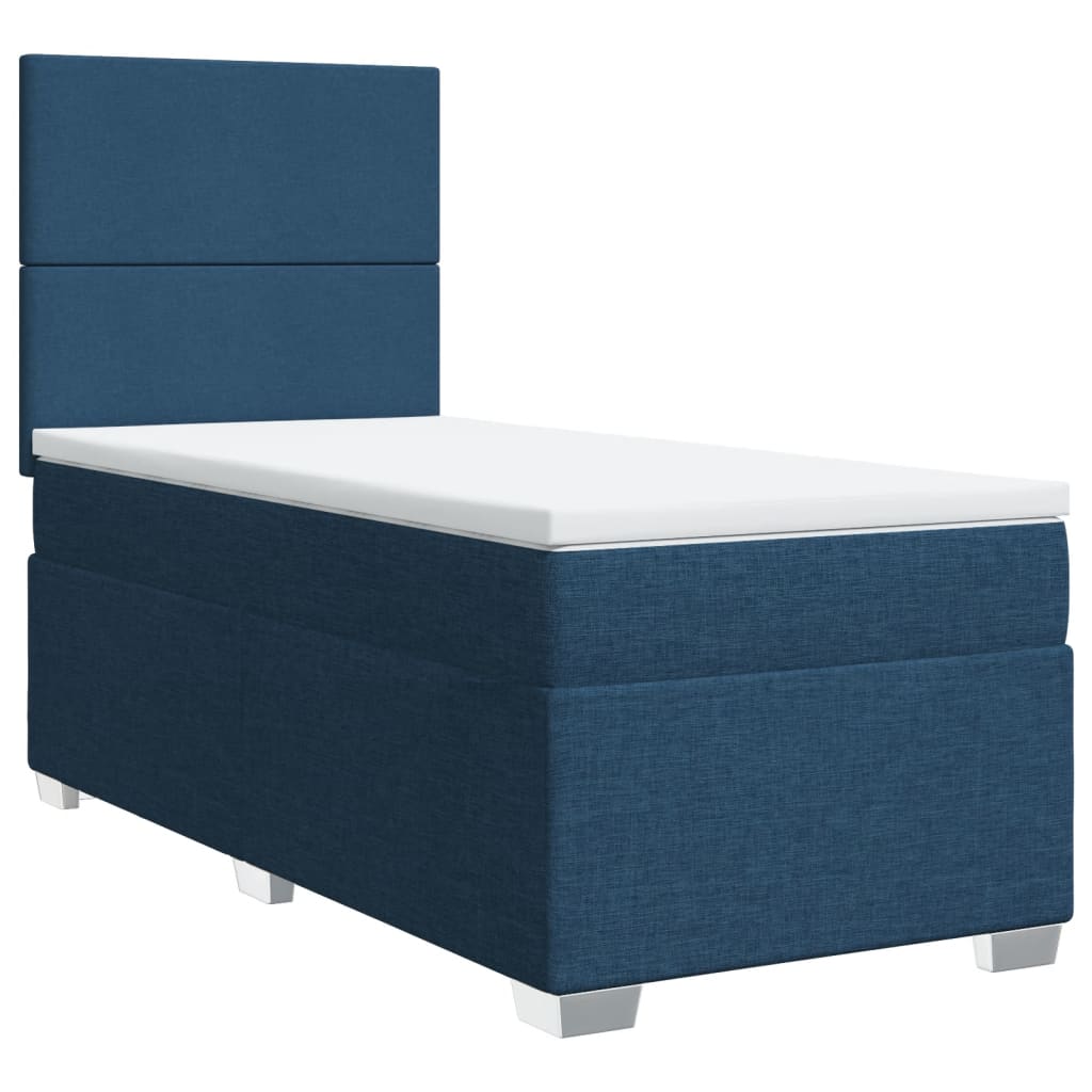 Sommier à lattes de lit avec matelas Bleu 90x200 cm Tissu - XIOS