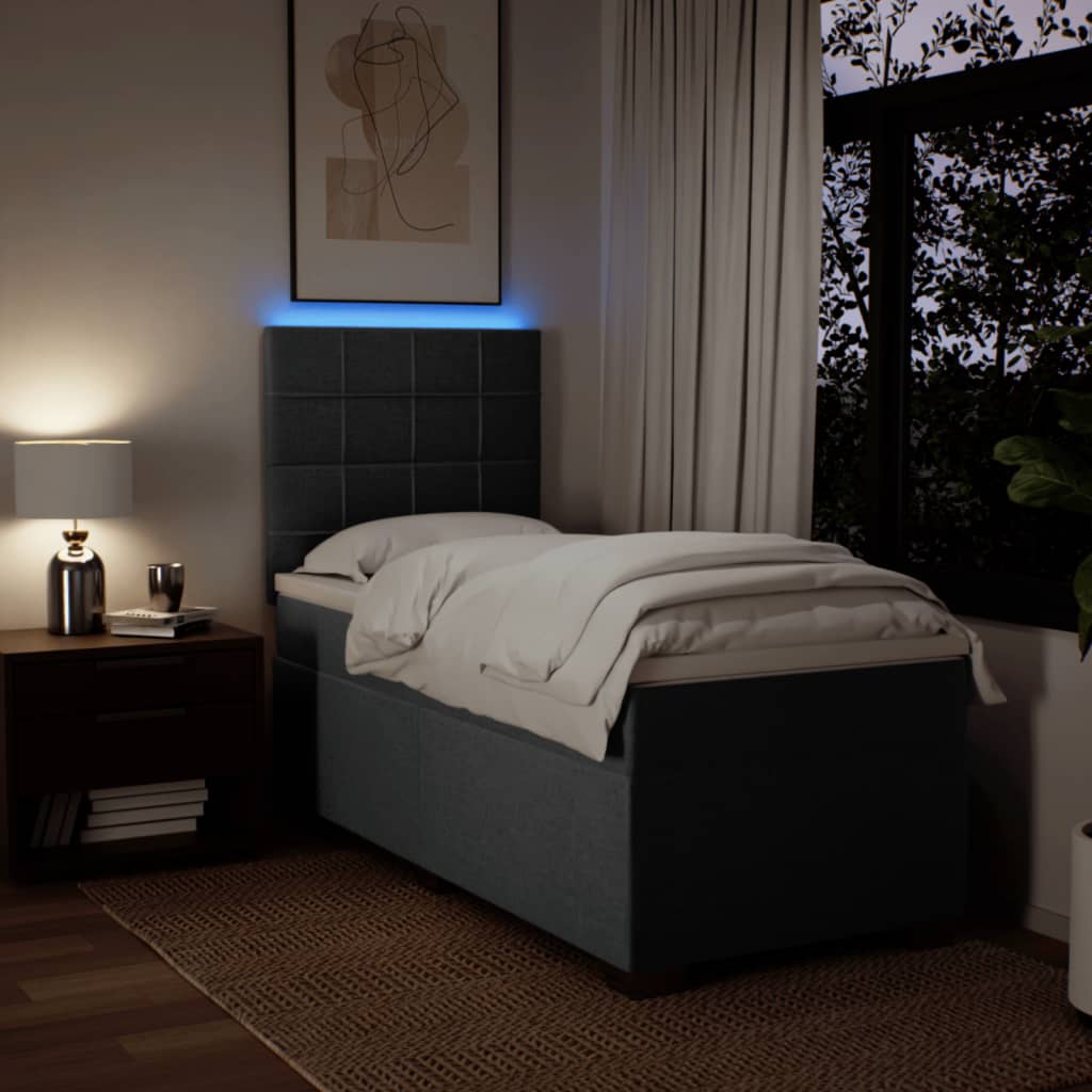 Sommier à lattes de lit avec matelas Gris foncé 90x200 cm Tissu - XIOS