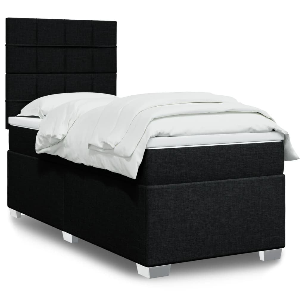 Sommier à lattes de lit avec matelas Noir 90x200 cm Tissu - XIOS