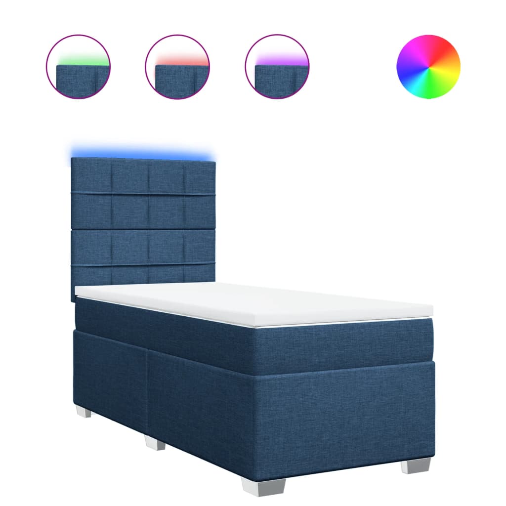 Sommier à lattes de lit avec matelas Bleu 90x200 cm Tissu - XIOS