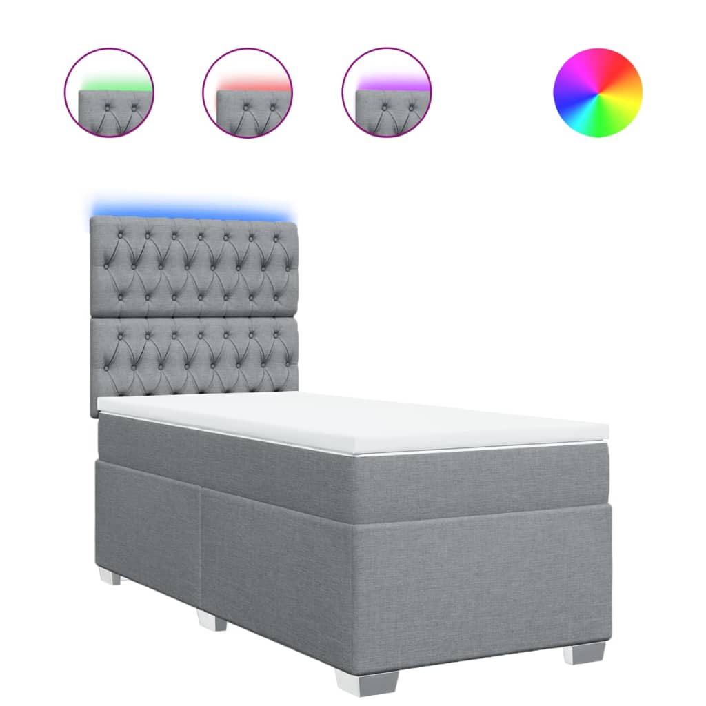 Sommier à lattes de lit avec matelas Gris clair 90x200 cm Tissu - XIOS