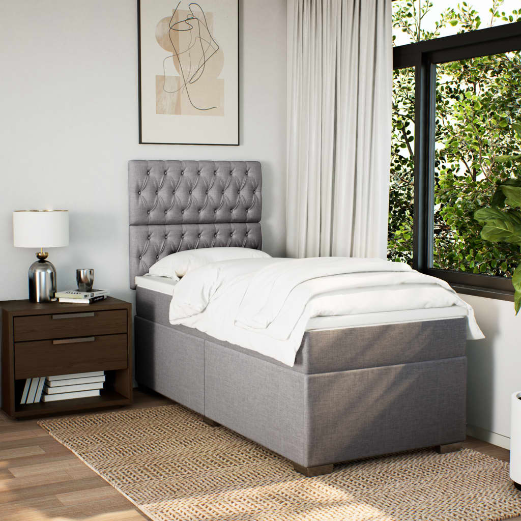 Sommier à lattes de lit avec matelas Taupe 90x200 cm Tissu - XIOS