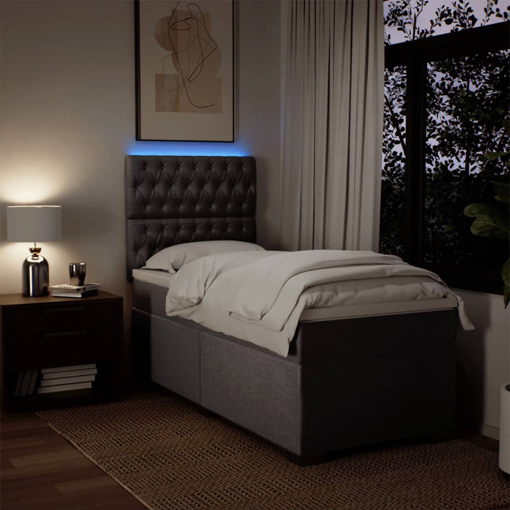 Sommier à lattes de lit avec matelas Taupe 90x200 cm Tissu - XIOS