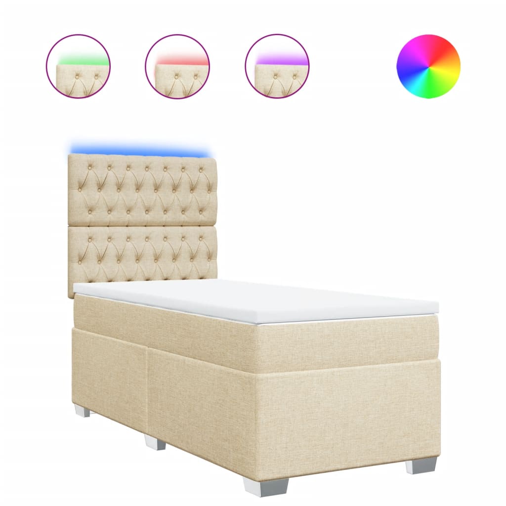 Sommier à lattes de lit avec matelas Crème 90x200 cm Tissu - XIOS