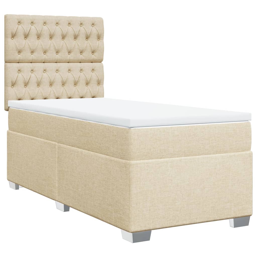 Sommier à lattes de lit avec matelas Crème 90x200 cm Tissu - XIOS