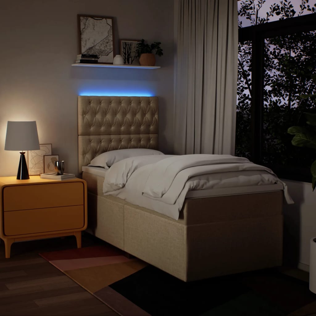 Sommier à lattes de lit avec matelas Crème 90x200 cm Tissu - XIOS