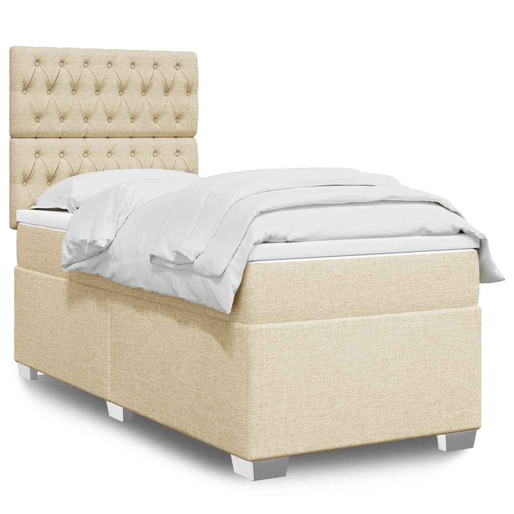 Sommier à lattes de lit avec matelas Crème 90x200 cm Tissu - XIOS