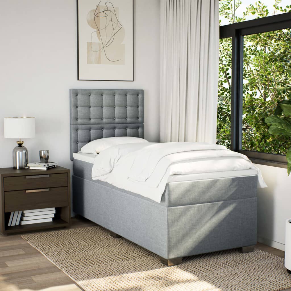 Sommier à lattes de lit avec matelas Gris clair 90x200 cm Tissu - XIOS