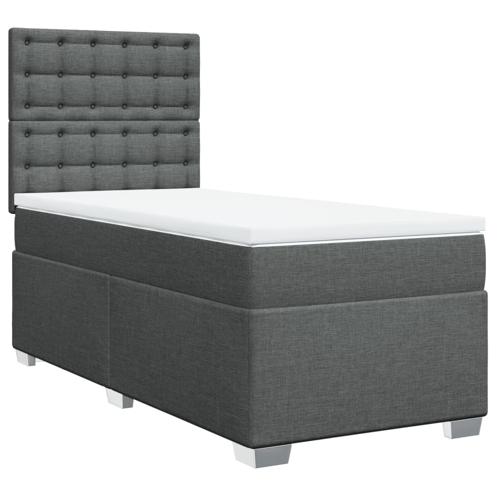 Sommier à lattes de lit avec matelas Gris foncé 90x200 cm Tissu - XIOS