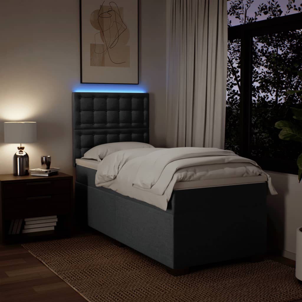 Sommier à lattes de lit avec matelas Gris foncé 90x200 cm Tissu - XIOS