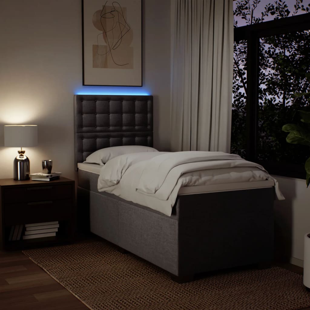 Sommier à lattes de lit avec matelas Taupe 90x200 cm Tissu - XIOS