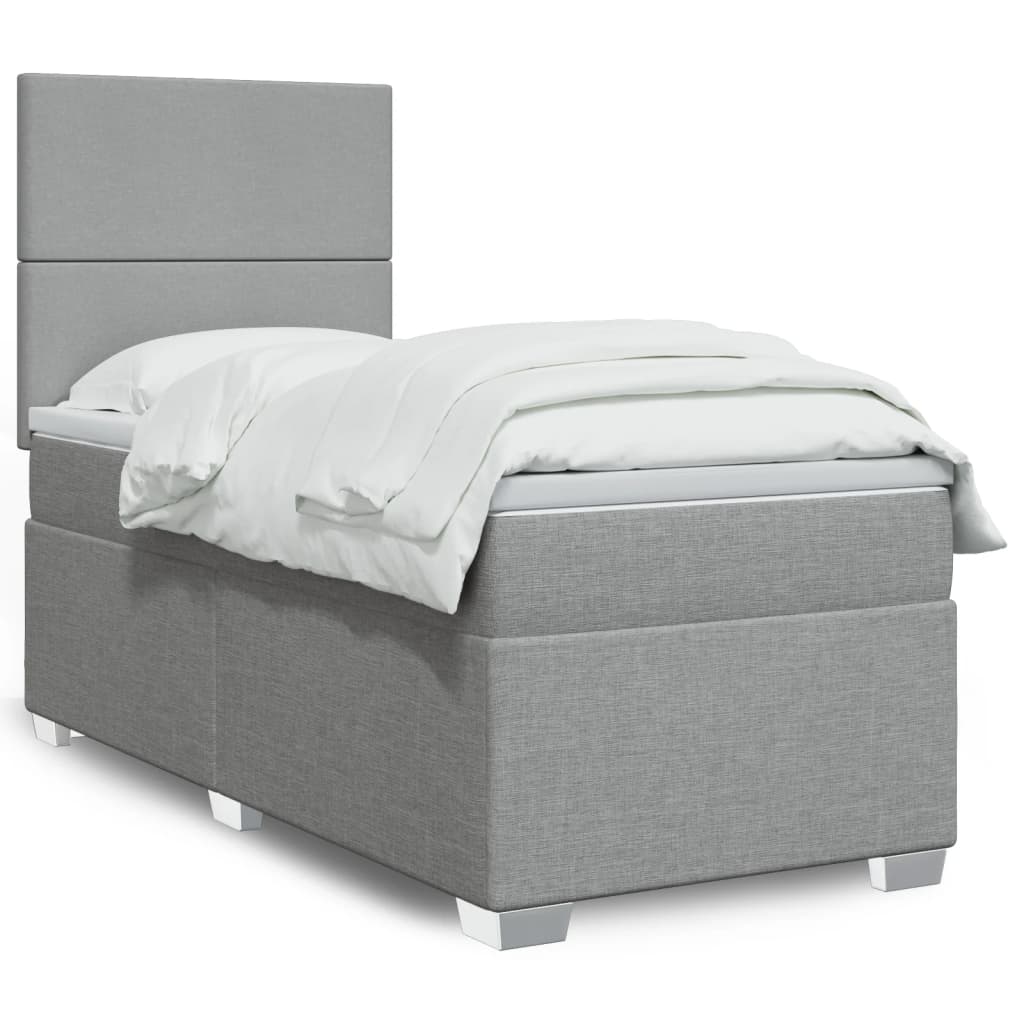 Sommier à lattes de lit avec matelas Gris clair 100x200cm Tissu - XIOS