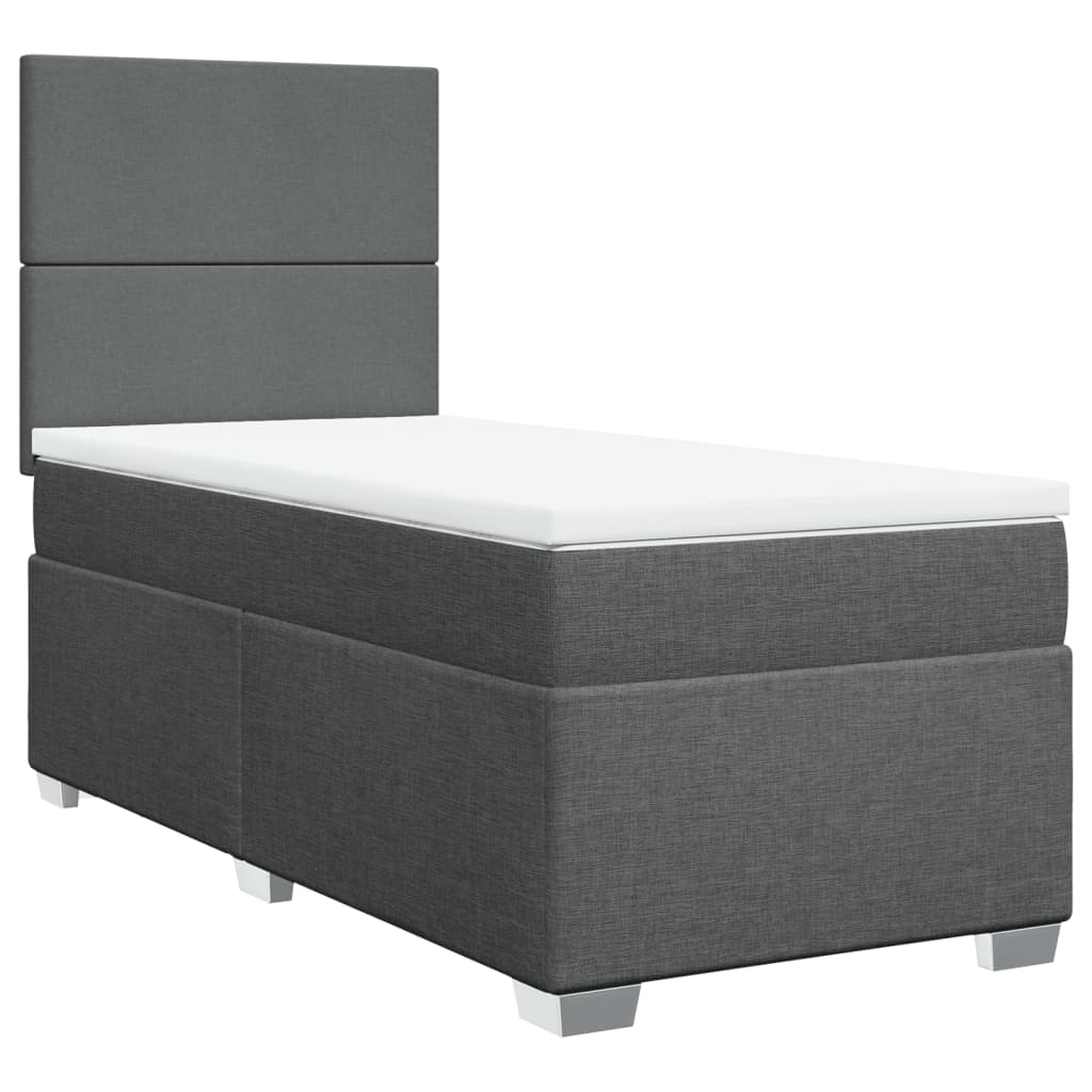 Sommier à lattes de lit avec matelas Gris foncé 100x200cm Tissu - XIOS