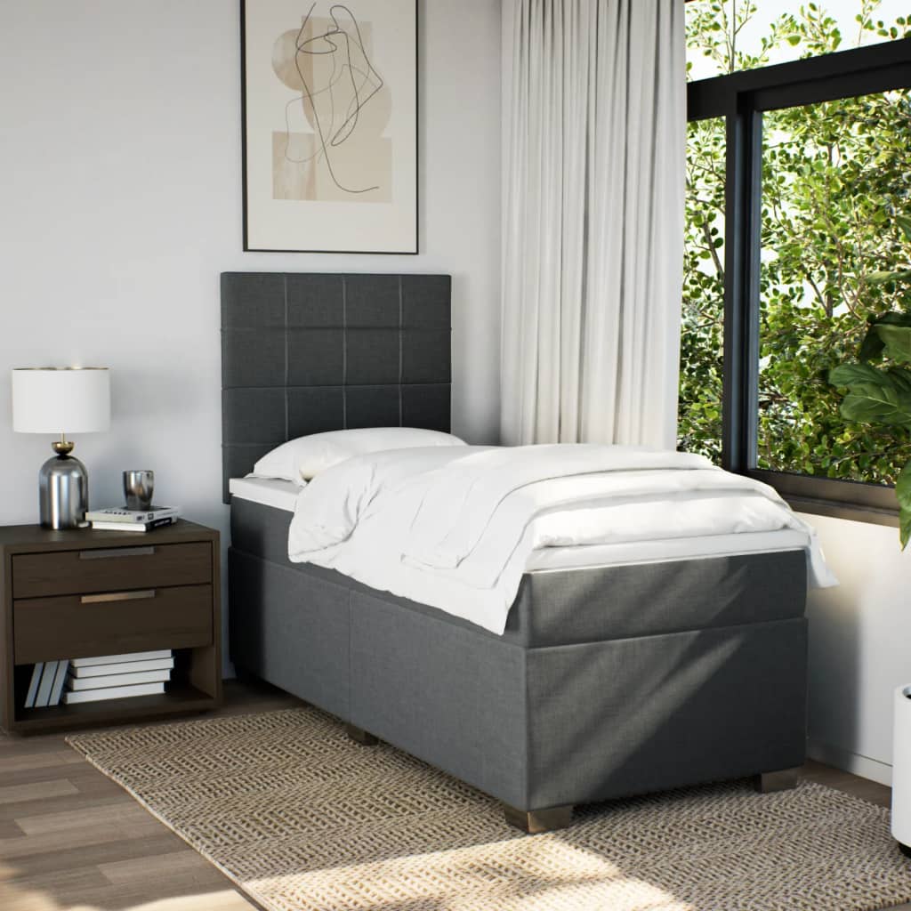 Sommier à lattes de lit avec matelas Gris foncé 100x200cm Tissu - XIOS