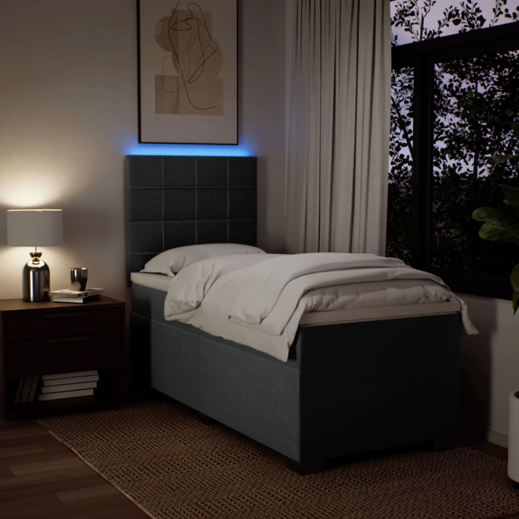 Sommier à lattes de lit avec matelas Gris foncé 100x200cm Tissu - XIOS