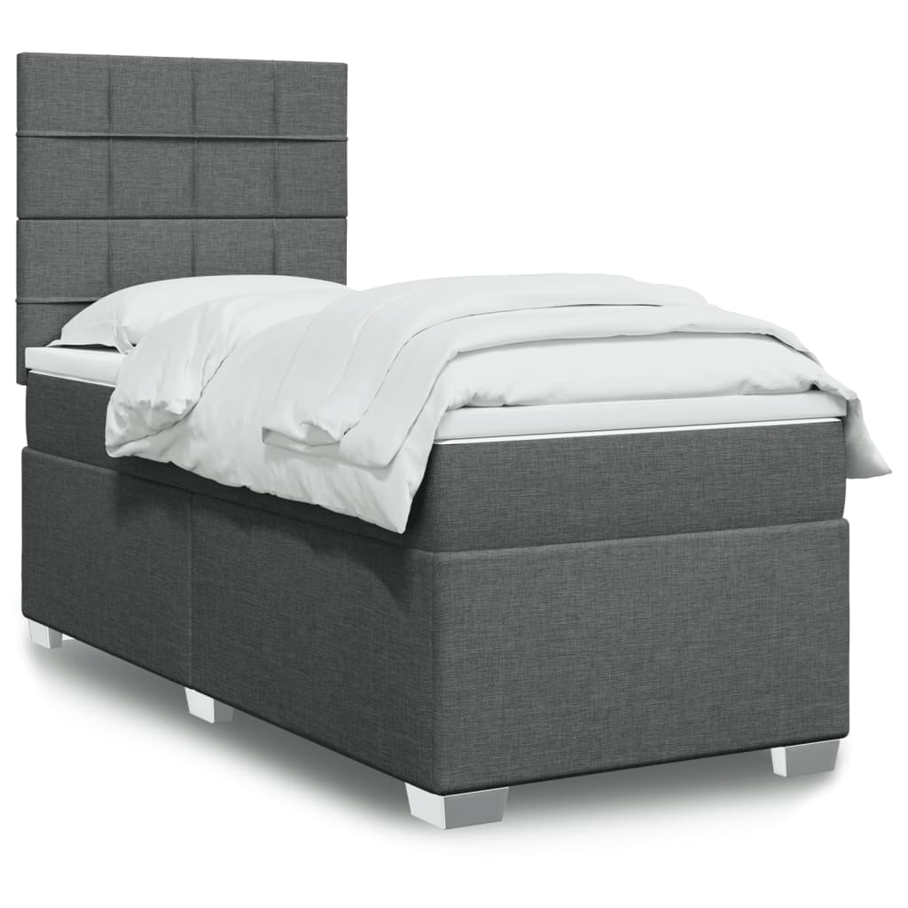 Sommier à lattes de lit avec matelas Gris foncé 100x200cm Tissu - XIOS