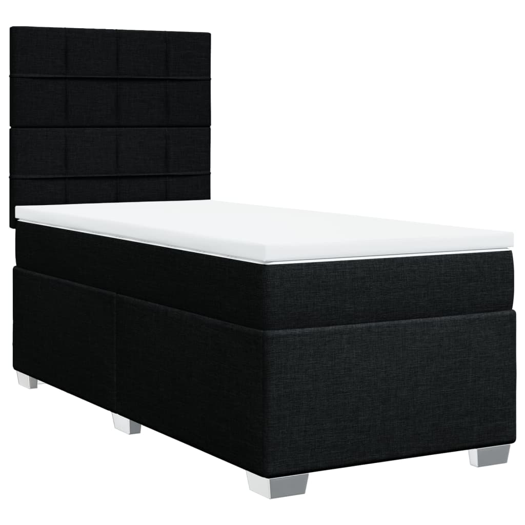 Sommier à lattes de lit avec matelas Noir 100x200 cm Tissu - XIOS