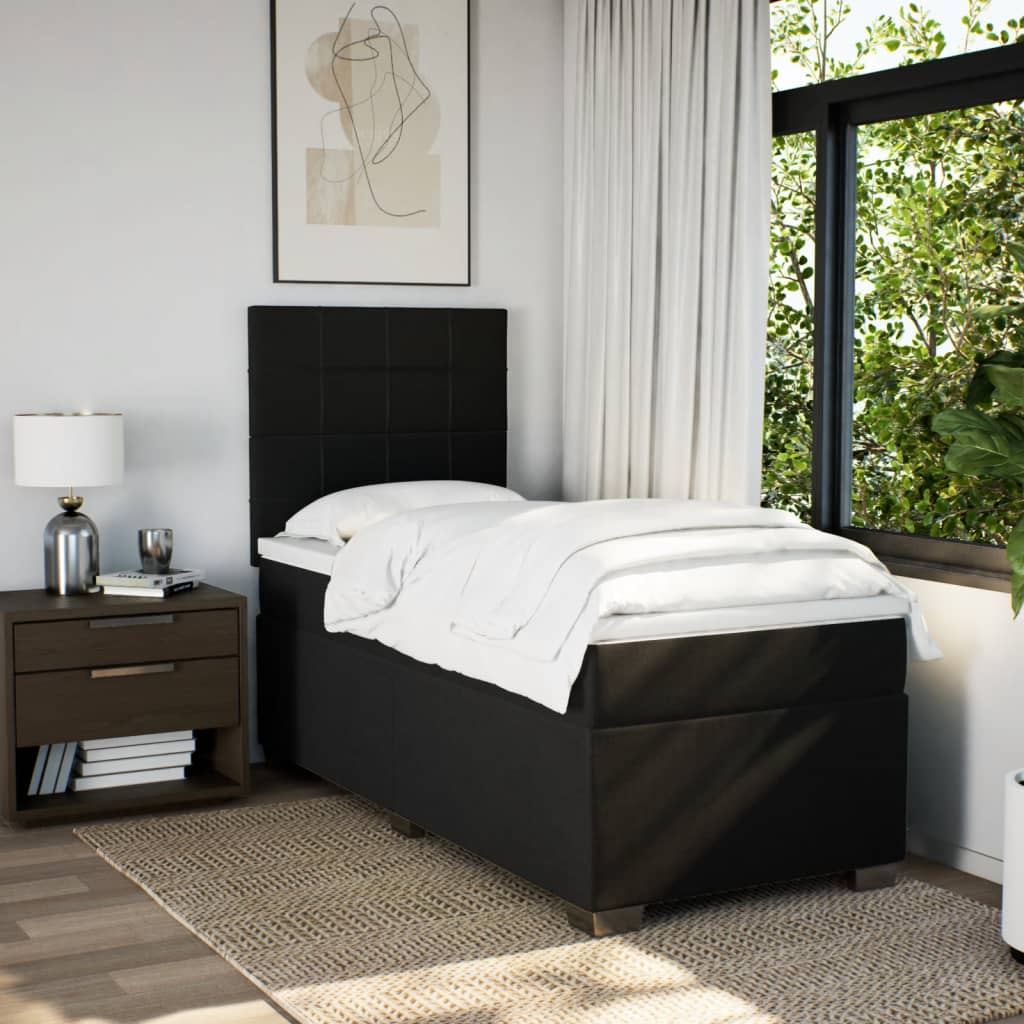 Sommier à lattes de lit avec matelas Noir 100x200 cm Tissu - XIOS