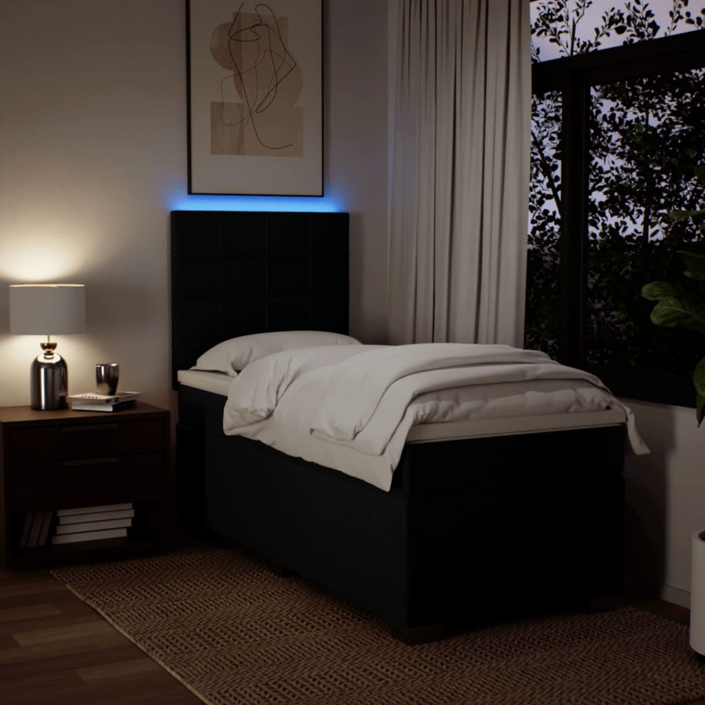 Sommier à lattes de lit avec matelas Noir 100x200 cm Tissu - XIOS
