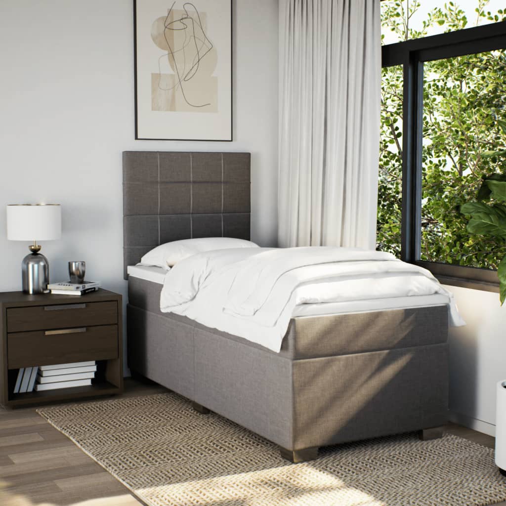 Sommier à lattes de lit avec matelas Taupe 100x200 cm Tissu - XIOS