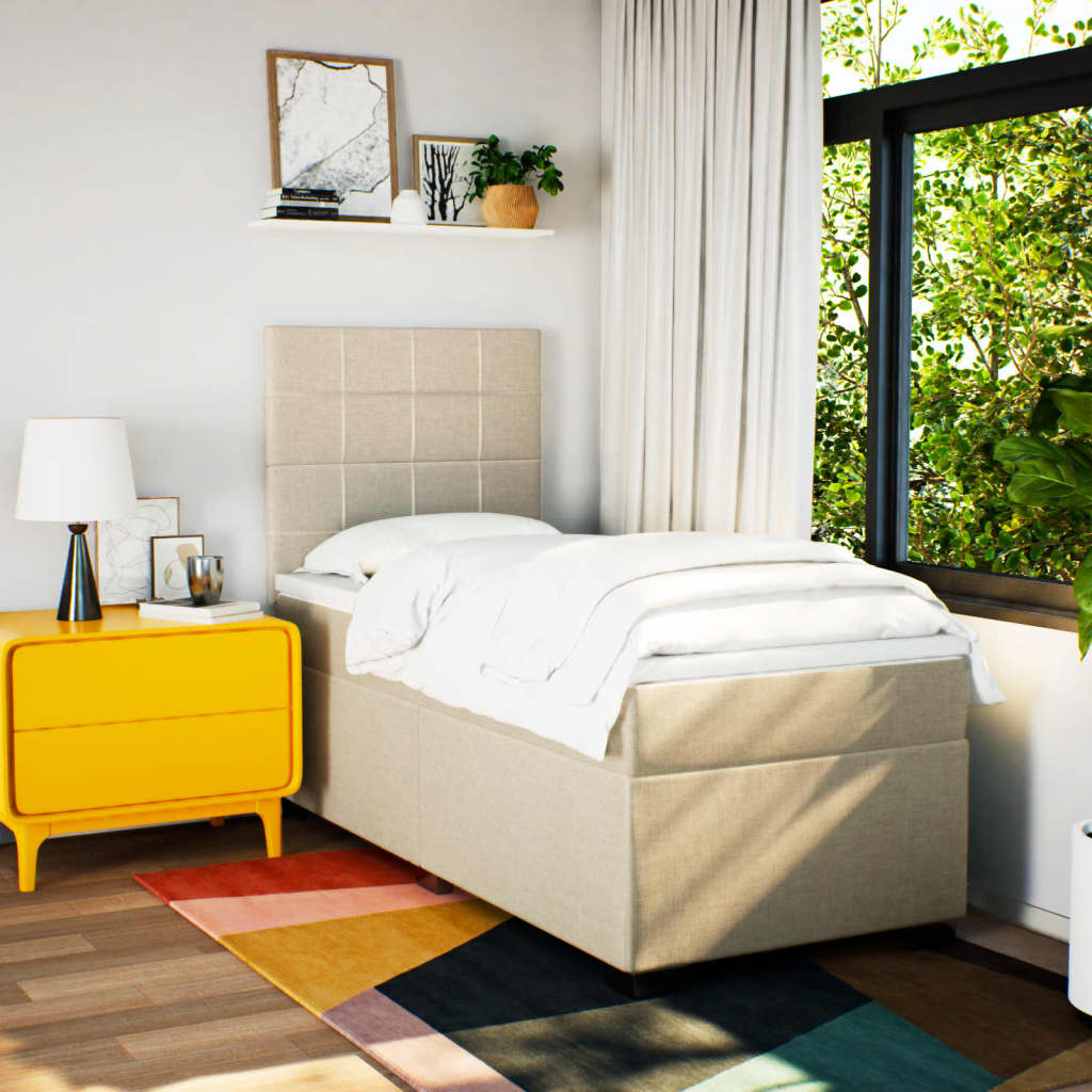 Sommier à lattes de lit avec matelas Crème 100x200 cm Tissu - XIOS