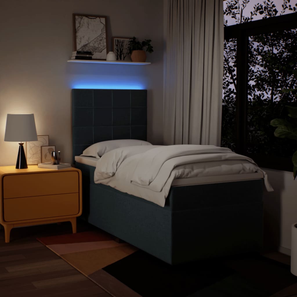 Sommier à lattes de lit avec matelas Bleu 100x200 cm Tissu - XIOS
